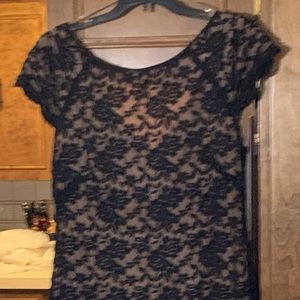 Black lace cap sleeve dress